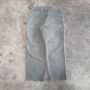 Vintage Carhartt B11 MOS Carpenter Pants 36x32 Green Duck Canvas Faded Relaxed